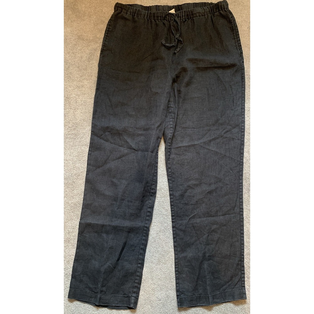 ORVIS Black Relaxed Drawstring‎ Pull On Shoreline Linen Breeze Casual Pants Sz L